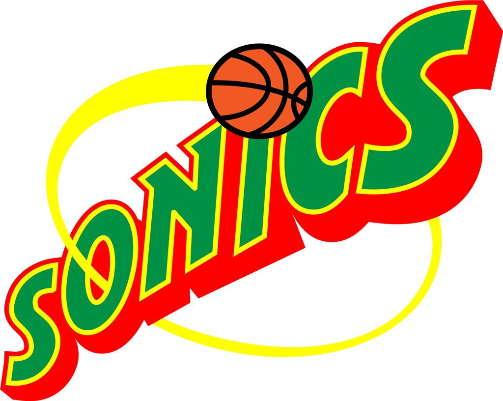 Seattle Supersonics logotype, transparent .png, medium, large